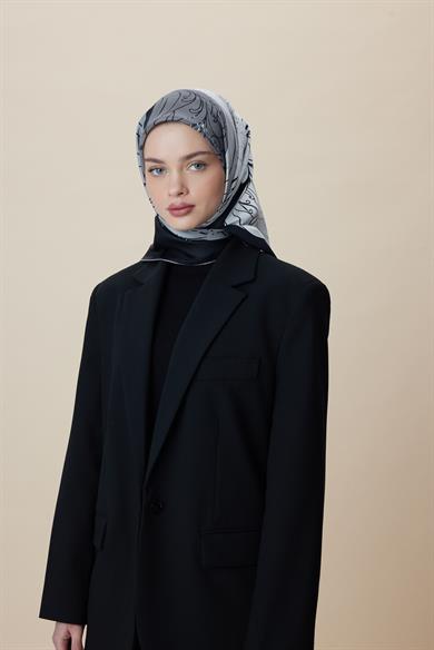 SAFİ TİVİL İPEK EŞARP 90*90 CM - SİYAH