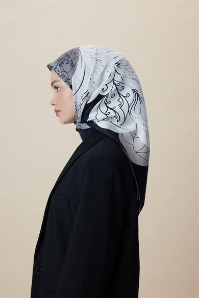 SAFİ TİVİL İPEK EŞARP 90*90 CM - SİYAH