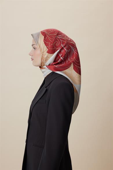 SAFİ TİVİL İPEK EŞARP 90*90 CM - TABA