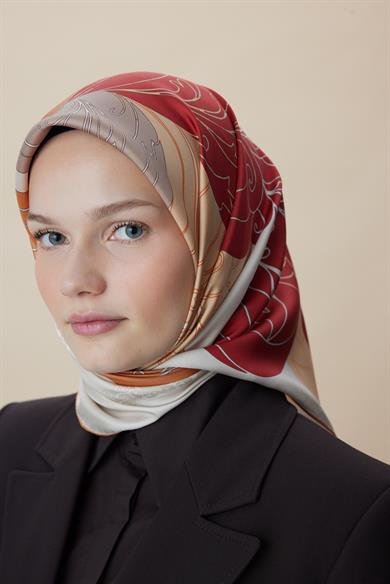 SAFİ TİVİL İPEK EŞARP 90*90 CM - TABA