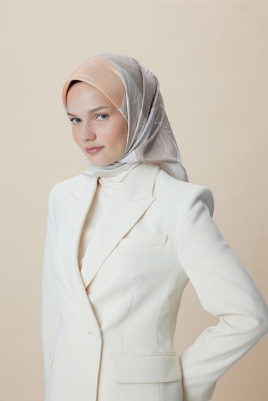 SAFİ TİVİL İPEK EŞARP 90*90 CM - VİZON