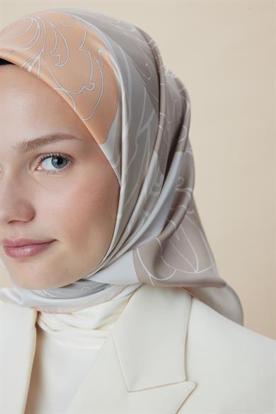 SAFİ TİVİL İPEK EŞARP 90*90 CM - VİZON