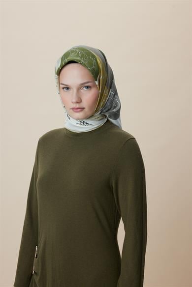 SAFİ TİVİL İPEK EŞARP 90*90 CM - YEŞİL
