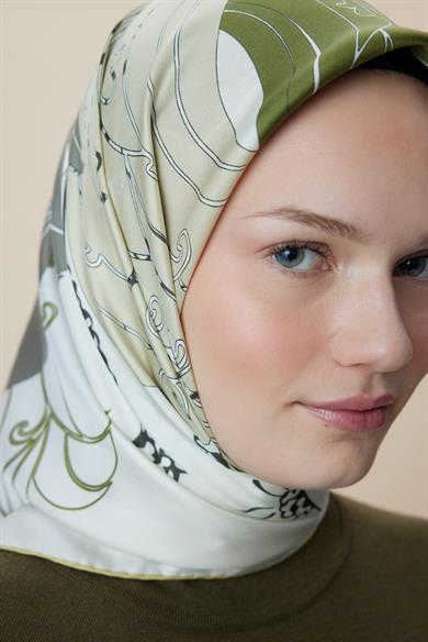 SAFİ TİVİL İPEK EŞARP 90*90 CM - YEŞİL