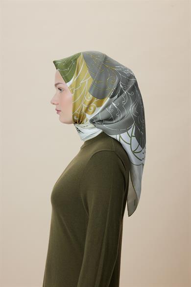 SAFİ TİVİL İPEK EŞARP 90*90 CM - YEŞİL