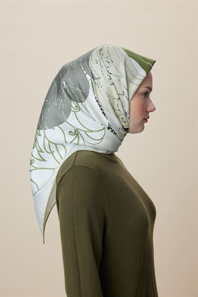 SAFİ TİVİL İPEK EŞARP 90*90 CM - YEŞİL