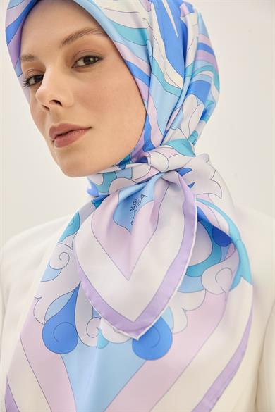 SARA TİVİL İPEK EŞARP 90*90 CM - LİLA