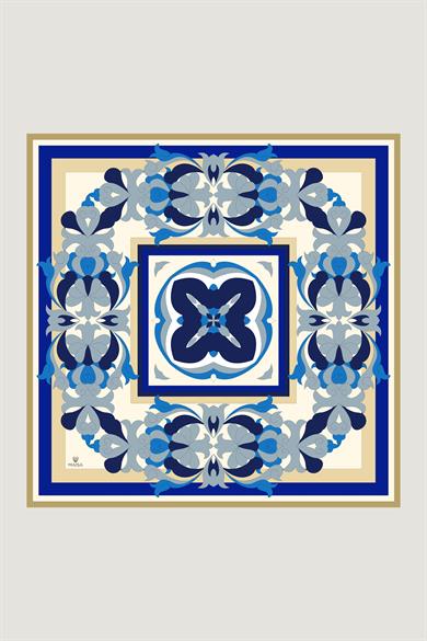 SARA TİVİL İPEK EŞARP 90*90 CM - MAVİ