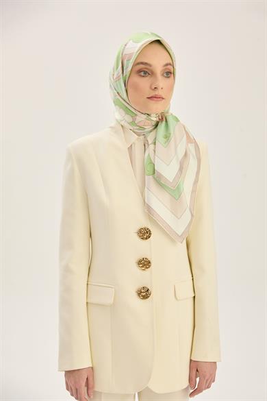 SARA TİVİL İPEK EŞARP 90*90 CM - YEŞİL