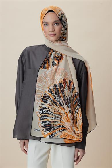 SAYRA KREP İPEK ŞAL 70*190 CM - BEJ