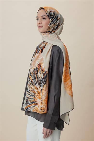 SAYRA KREP İPEK ŞAL 70*190 CM - BEJ