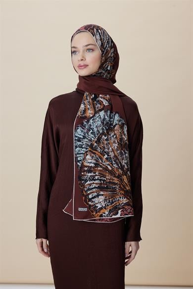 SAYRA KREP İPEK ŞAL 70*190 CM - KIRMIZI