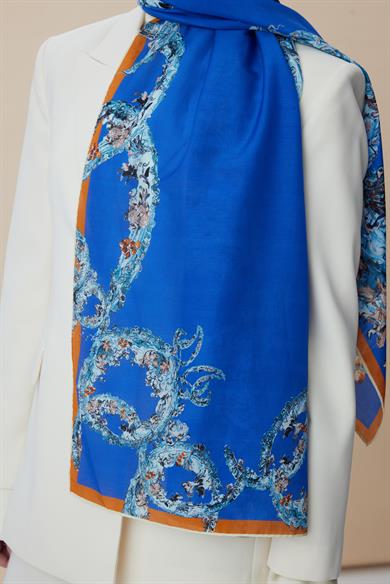 ŞEBNEM FLOŞ VİSKON ŞAL 70*190 CM - MAVİ