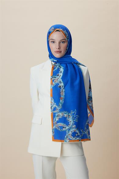 ŞEBNEM FLOŞ VİSKON ŞAL 70*190 CM - MAVİ