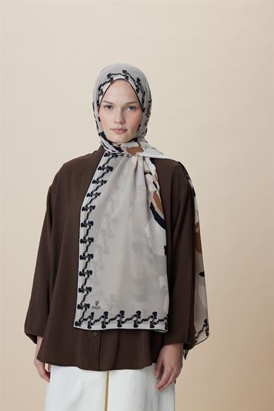 SEDA KREP İPEK ŞAL 70*190 CM - BEJ