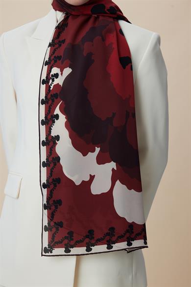 SEDA KREP İPEK ŞAL 70*190 CM - BORDO