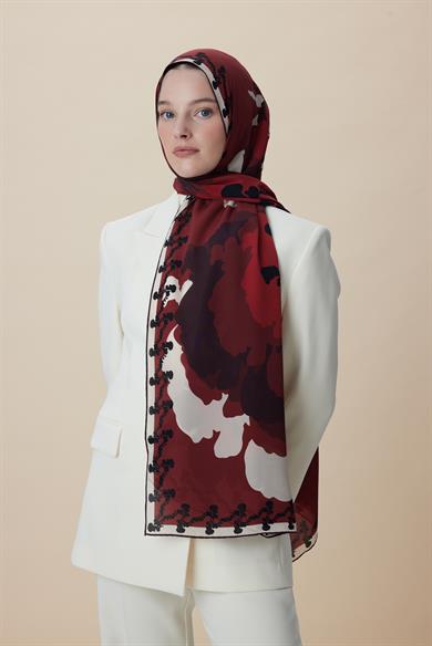 SEDA KREP İPEK ŞAL 70*190 CM - BORDO