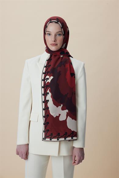 SEDA KREP İPEK ŞAL 70*190 CM - BORDO