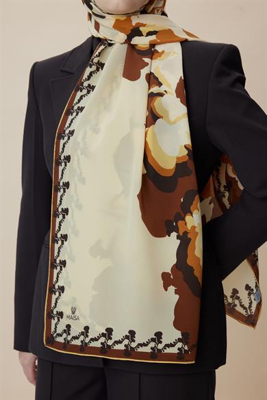 SEDA KREP İPEK ŞAL 70*190 CM - GOLD