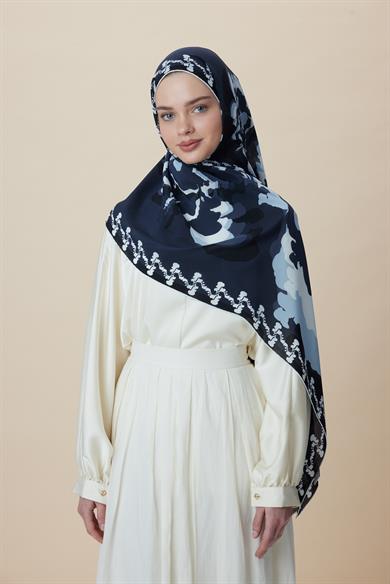 SEDA KREP İPEK ŞAL 70*190 CM - INDIGO