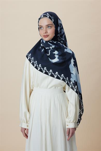 SEDA KREP İPEK ŞAL 70*190 CM - INDIGO
