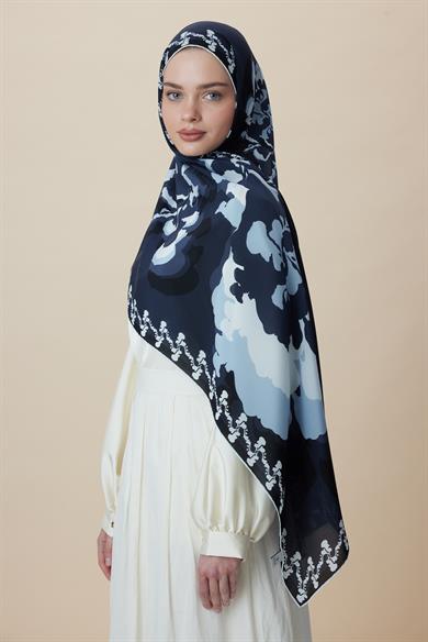 SEDA KREP İPEK ŞAL 70*190 CM - INDIGO