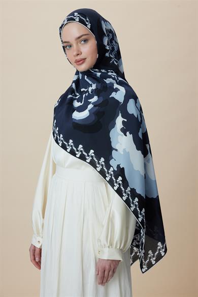 SEDA KREP İPEK ŞAL 70*190 CM - INDIGO