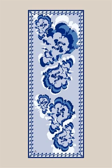 SEDA KREP İPEK ŞAL 70*190 CM - MAVİ