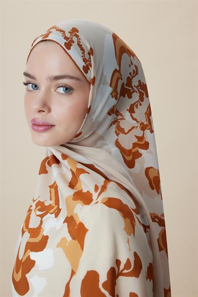 SEDA KREP İPEK ŞAL 70*190 CM - TURUNCU