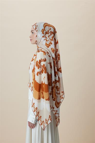 SEDA KREP İPEK ŞAL 70*190 CM - TURUNCU