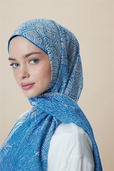 SEDEF FLOŞ VİSKON ŞAL 70*190 CM - MAVİ