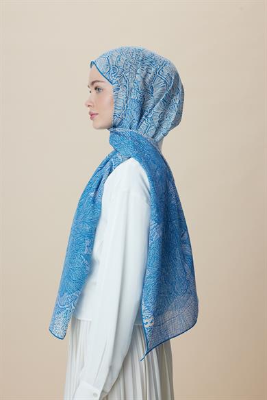 SEDEF FLOŞ VİSKON ŞAL 70*190 CM - MAVİ