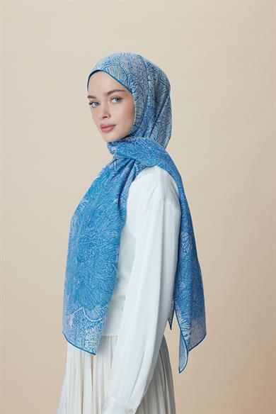 SEDEF FLOŞ VİSKON ŞAL 70*190 CM - MAVİ