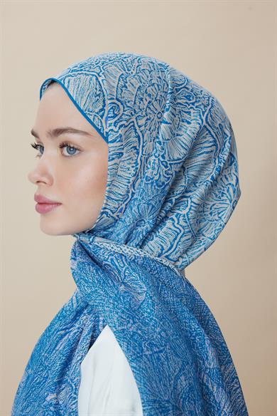 SEDEF FLOŞ VİSKON ŞAL 70*190 CM - MAVİ