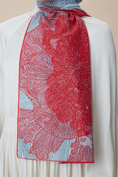 SEDEF FLOŞ VİSKON ŞAL 70*190 CM - MERCAN