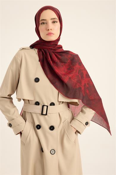 ŞEHVAR YÜN İPEK KAŞMİR ŞAL 70*200 CM - BORDO