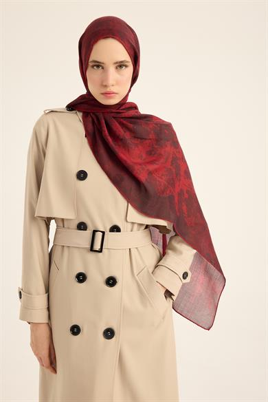 ŞEHVAR YÜN İPEK KAŞMİR ŞAL 70*200 CM - BORDO