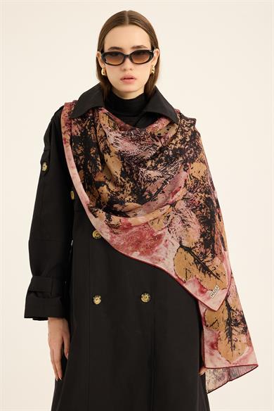 ŞEHVAR YÜN İPEK KAŞMİR ŞAL 70*200 CM - GÜL KURUSU