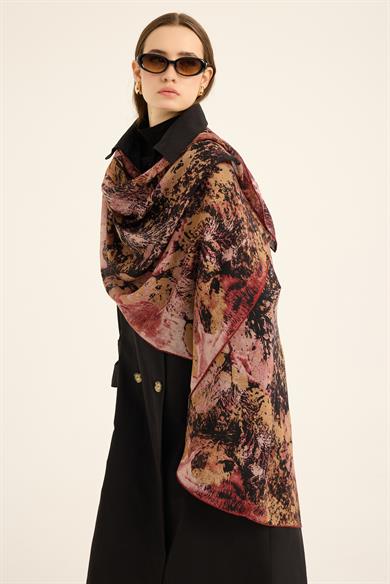 ŞEHVAR YÜN İPEK KAŞMİR ŞAL 70*200 CM - GÜL KURUSU