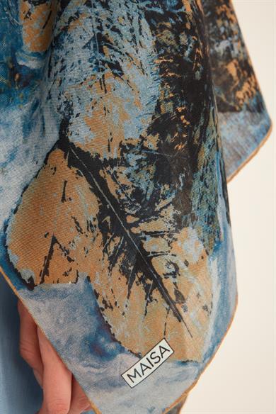 ŞEHVAR YÜN İPEK KAŞMİR ŞAL 70*200 CM - MAVİ