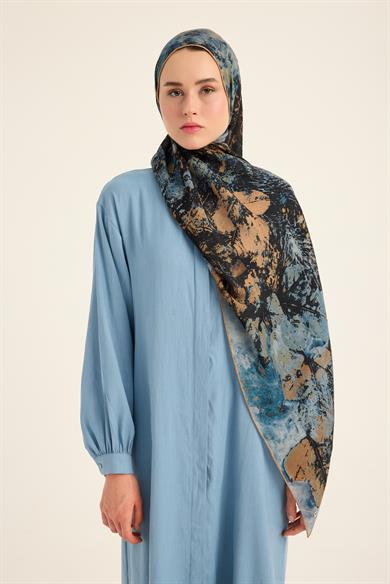 ŞEHVAR YÜN İPEK KAŞMİR ŞAL 70*200 CM - MAVİ