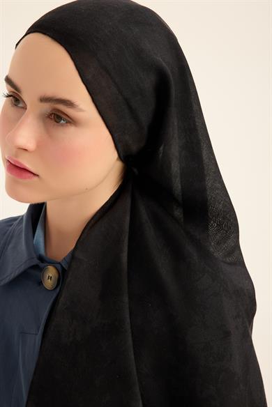 ŞEHVAR YÜN İPEK KAŞMİR ŞAL 70*200 CM - SİYAH