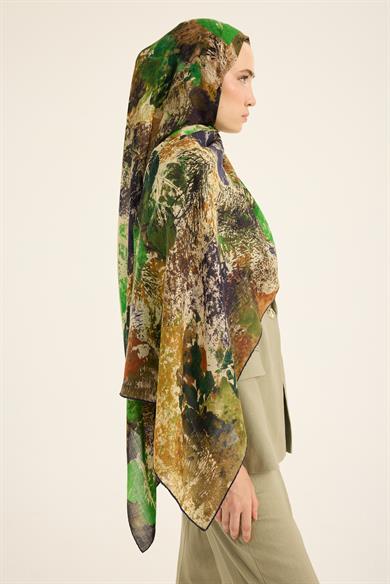 ŞEHVAR YÜN İPEK KAŞMİR ŞAL 70*200 CM - YEŞİL