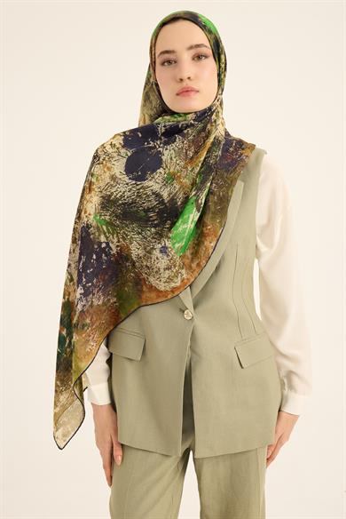 ŞEHVAR YÜN İPEK KAŞMİR ŞAL 70*200 CM - YEŞİL