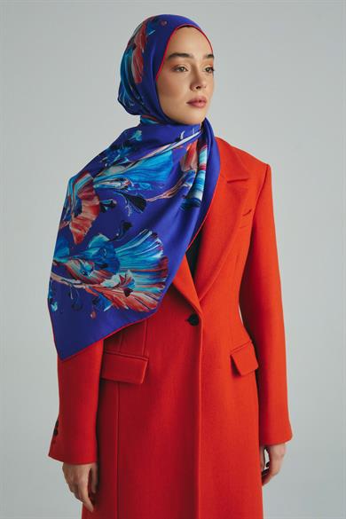 ŞEMS PAMUK İPEK ŞAL 70*190 CM - SAKS