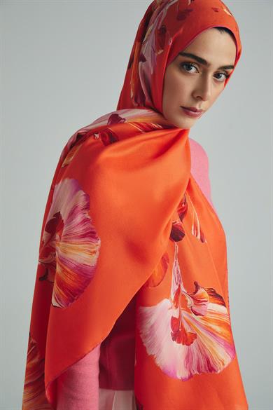 ŞEMS PAMUK İPEK ŞAL 70*190 CM - TURUNCU