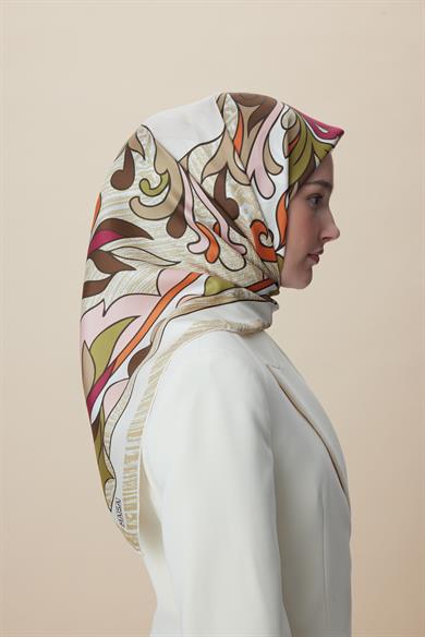 SERA TİVİL İPEK EŞARP 90*90 CM - KAHVERENGİ