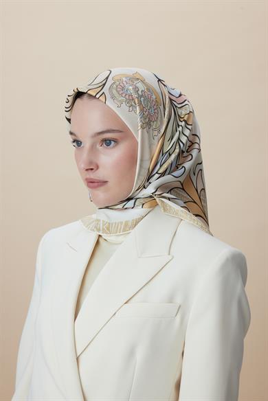 SERA TİVİL İPEK EŞARP 90*90 CM - PUDRA PEMBE