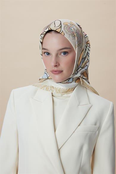 SERA TİVİL İPEK EŞARP 90*90 CM - PUDRA PEMBE