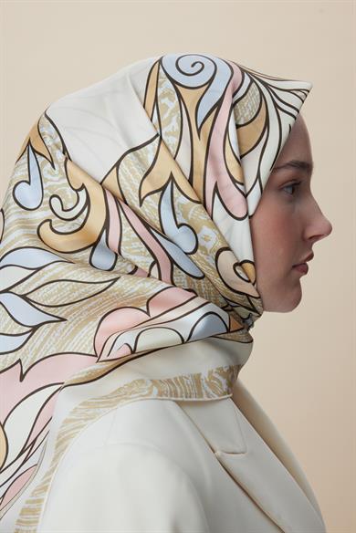 SERA TİVİL İPEK EŞARP 90*90 CM - PUDRA PEMBE